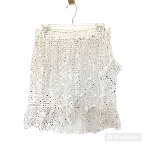 LC Lauren Conrad Sequined Mini Lined Toole Skirt Size M Side Zip